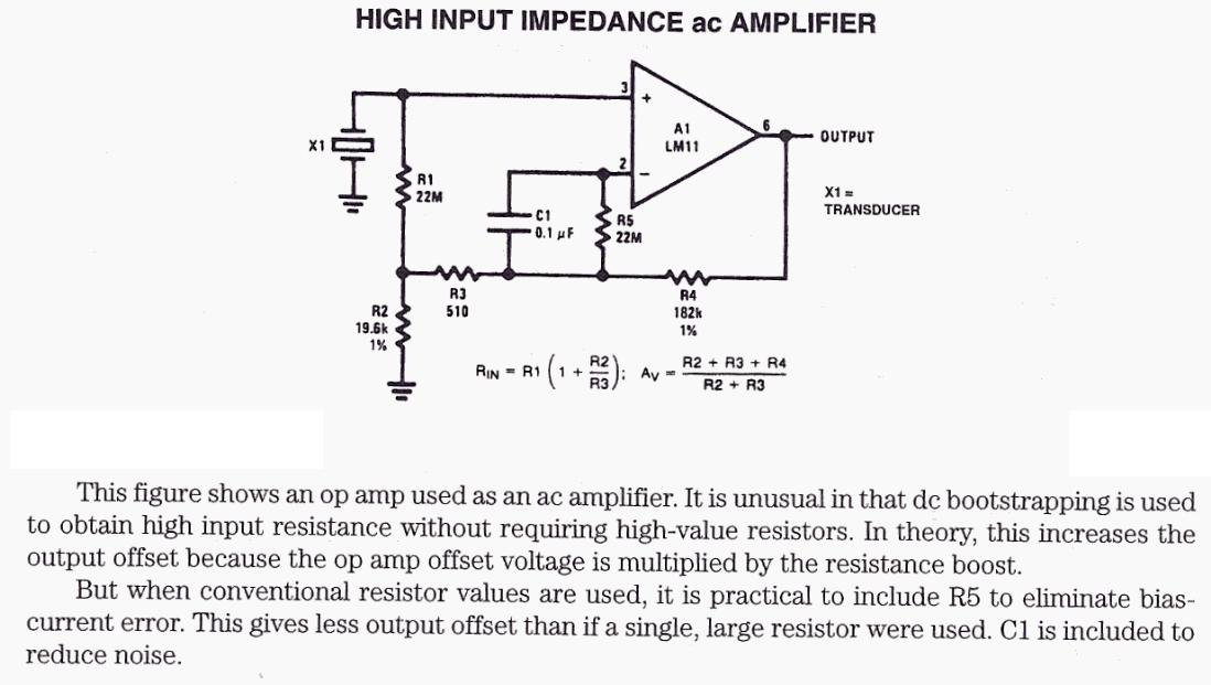 High Input Impedance AC Amplifier