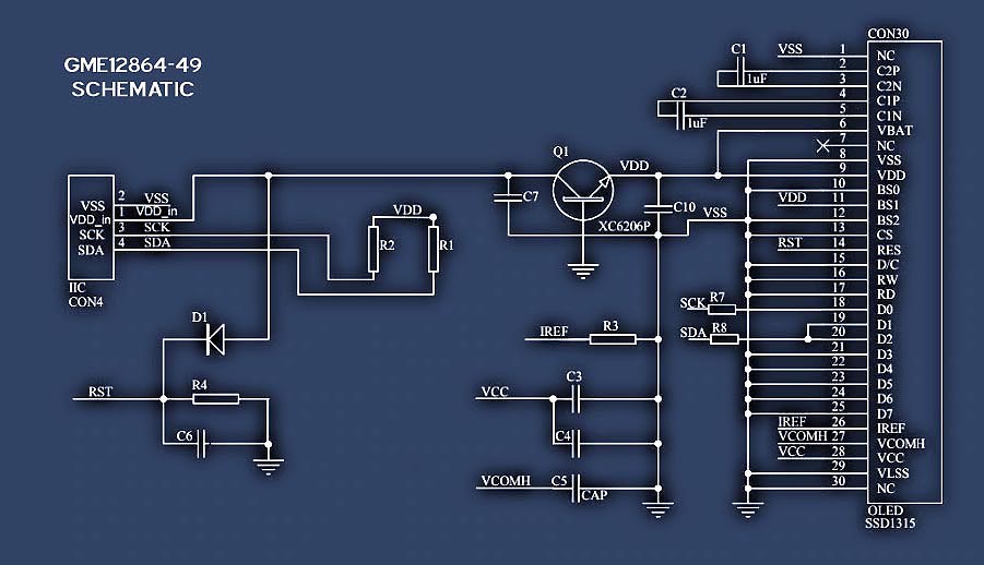 ATtiny85 running OLED Display Demo Schematic