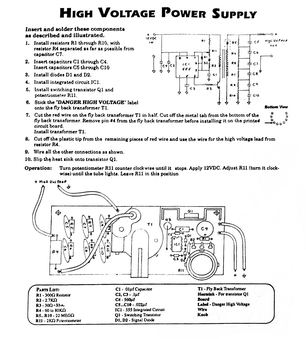 Helium-Neon Laser Power Supply Schematic